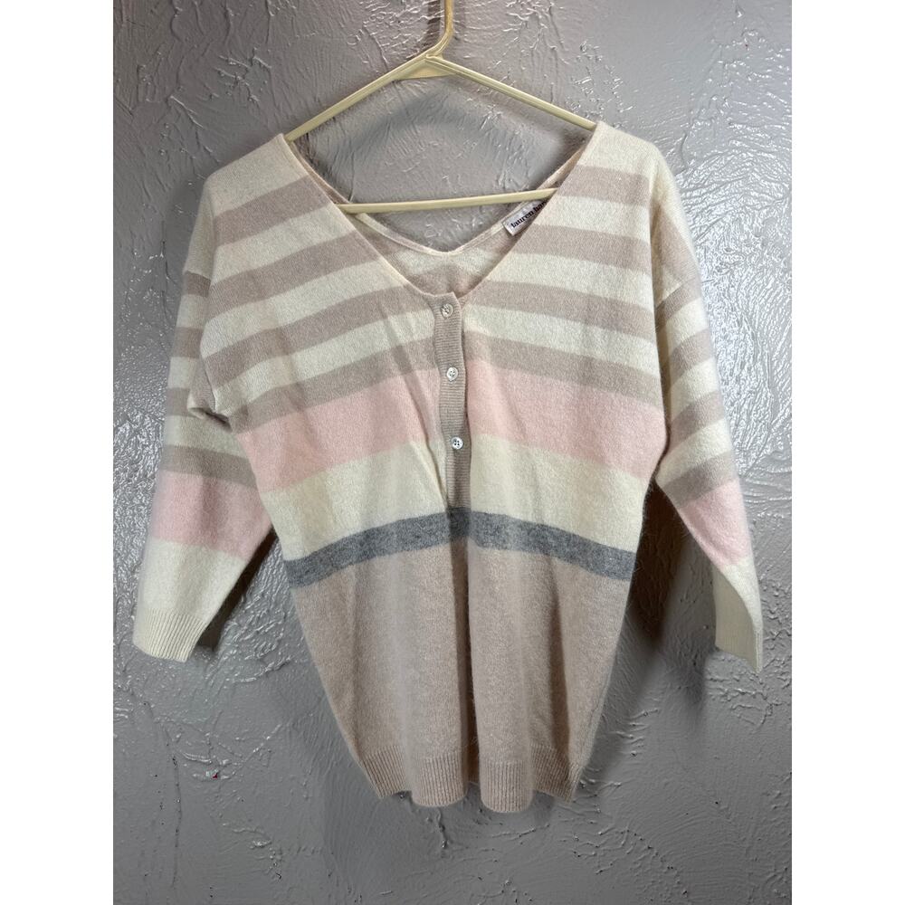 Lauren Hansen Wool Angora Blend Sweater Beige Pink Tan Womens Size Small